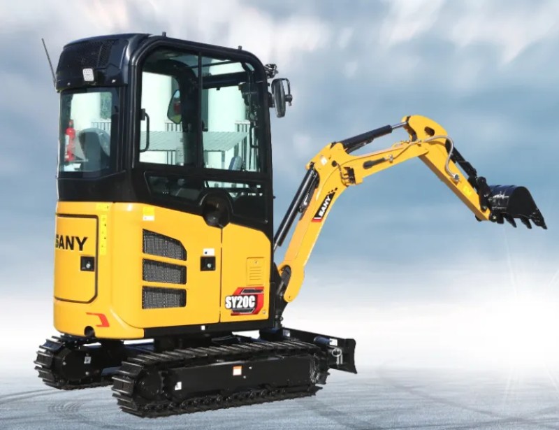 Detailed explanation of Sany SY20C micro excavator: 2050kg overall weight, 0.04m³ bucket capacity and 14.6kW power performance