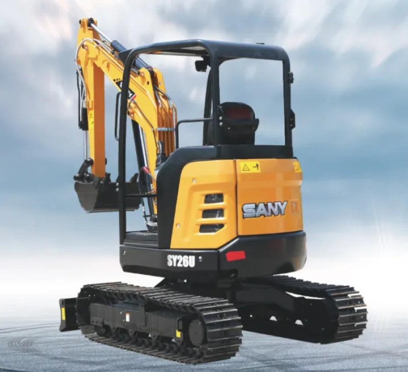 Detailed explanation of the parameters of Sany SY26U micro excavator: The weight of the whole machine is 2850kg, the bucket volume is 0.07m³, and the power is 15.4kW